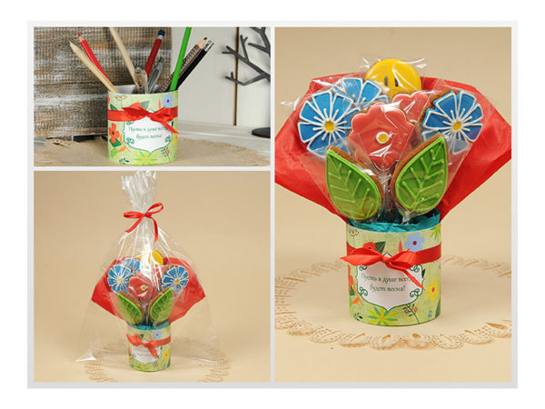 Букет из печенья (красные розы)